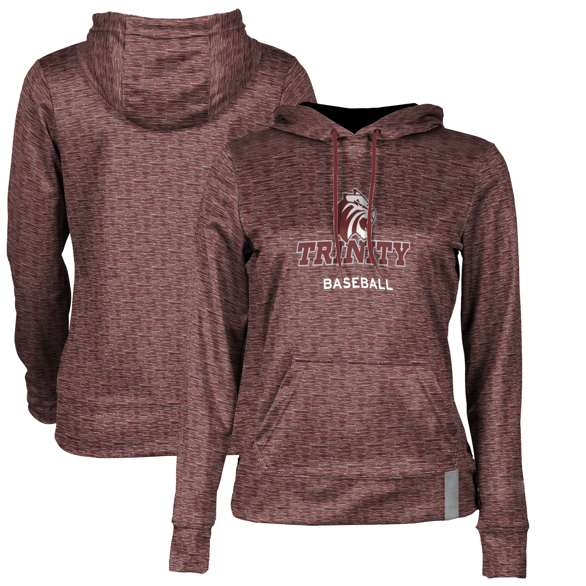 Women's Maroon Trinity Tigers Baseball Pullover Hoodie
