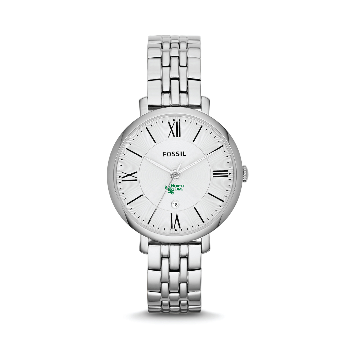 Women's Fossil Silver North Texas Mean Green Jacqueline Stainless Steel Watch