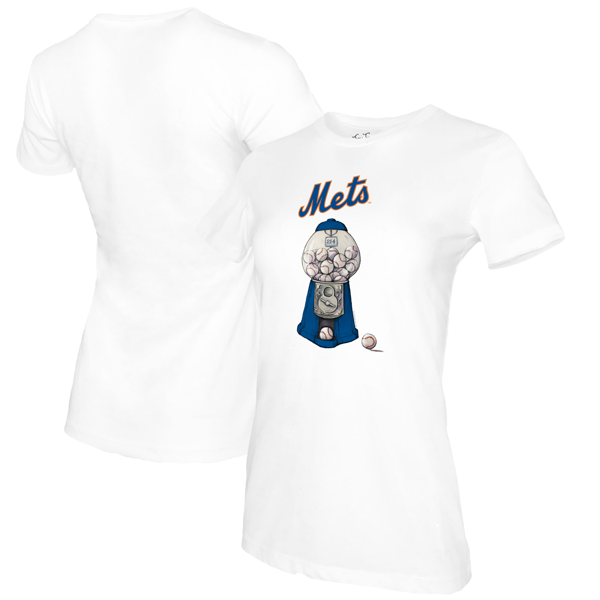 Women's Tiny Turnip White New York Mets Gumball Machine T-Shirt - Image 5