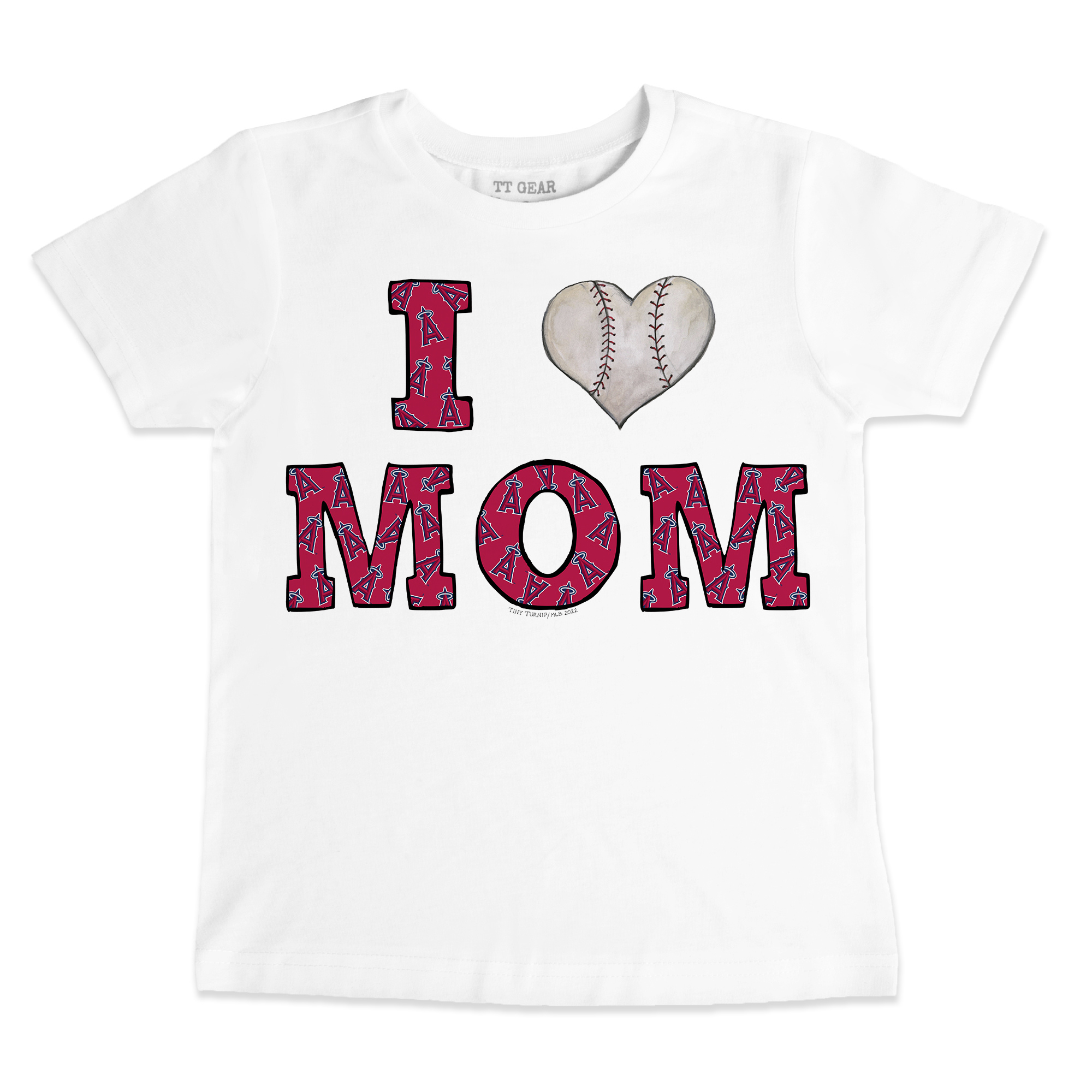 Youth Tiny Turnip White Los Angeles Angels Heart Mom T-Shirt