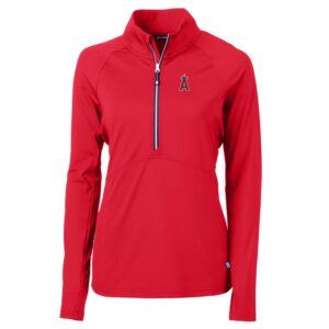Women's Cutter & Buck Red Los Angeles Angels Adapt Eco Knit Stretch Half-Zip Pullover Top