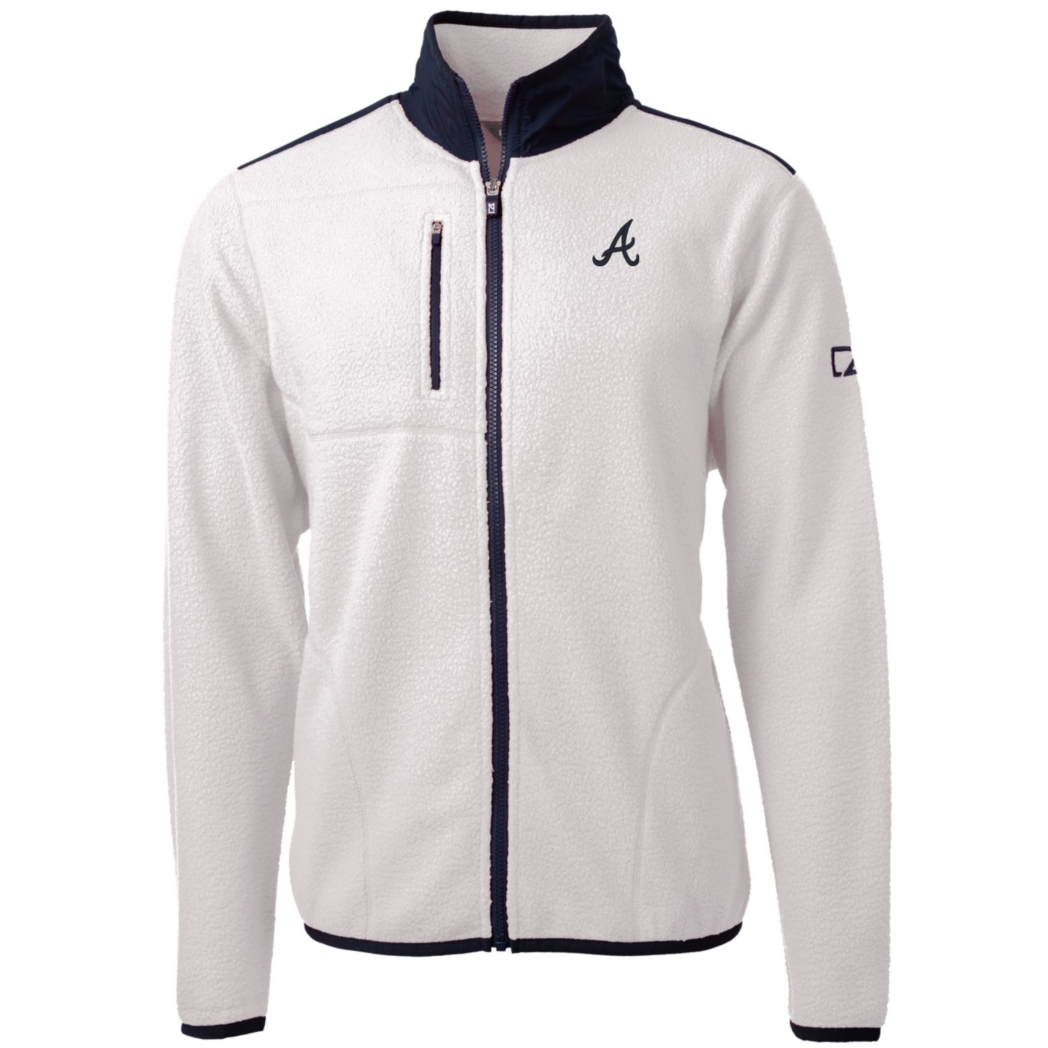 Men's Cutter & Buck White Atlanta Braves Big & Tall Cascade Eco Sherpa Fleece Full-Zip Jacket
