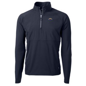 Men's Cutter & Buck Navy Los Angeles Chargers Adapt Eco Knit Hybrid Recycled Quarter-Zip Raglan Jacket