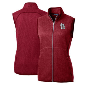 Women's Cutter & Buck Heathered Red St. Louis Cardinals Mainsail Sweater-Knit Full-Zip Vest
