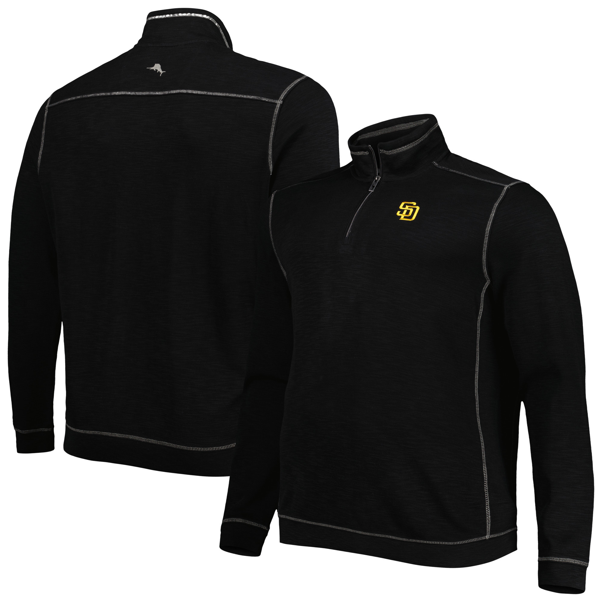 Men's Tommy Bahama Black San Diego Padres Tobago Bay Tri-Blend Half-Zip Jacket