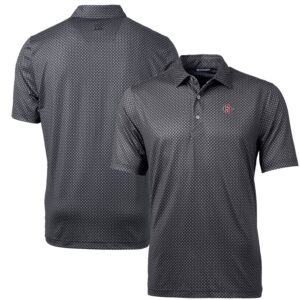 Men's Cutter & Buck Black San Diego State Aztecs Pike Banner Print Polo