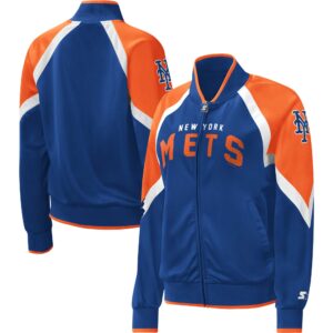 Women's Starter Royal New York Mets Touchdown Raglan Full-Zip Track Jacket