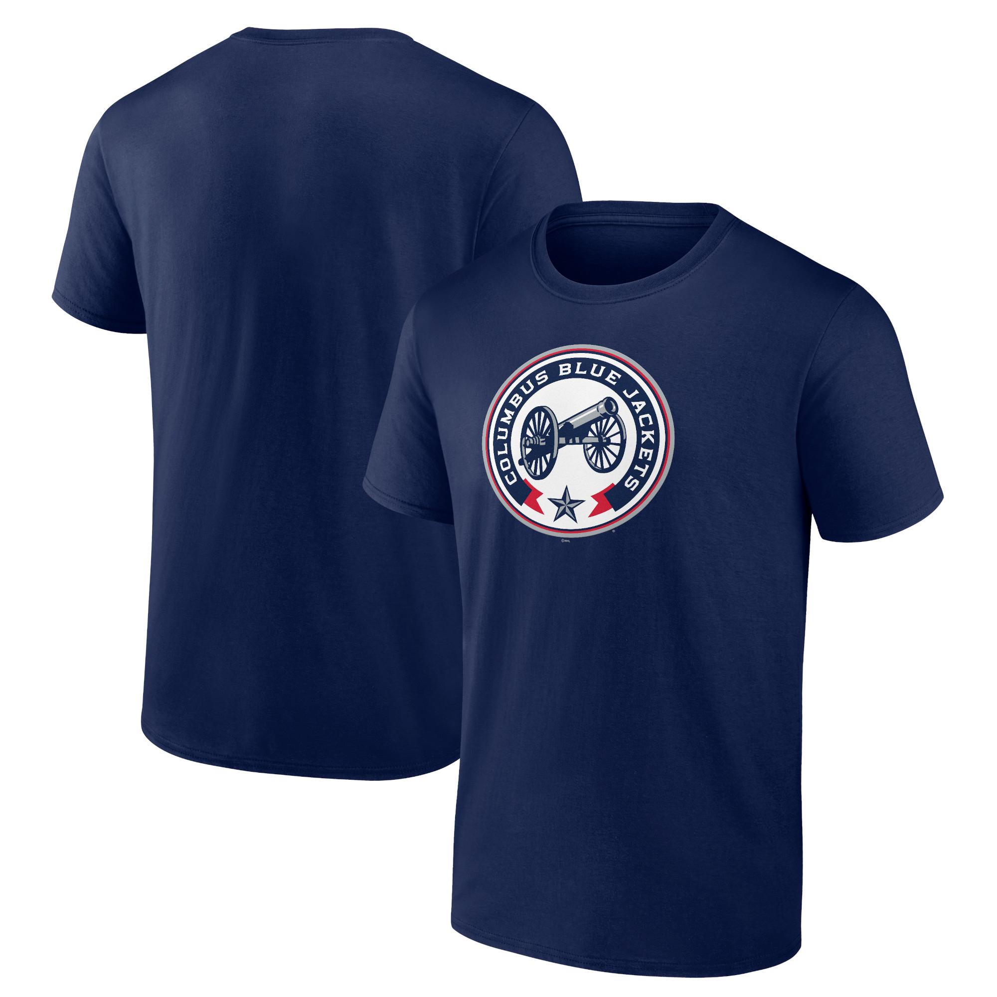Men's Navy Columbus Blue Jackets Shoulder Patch Logo T-Shirt - Image 5
