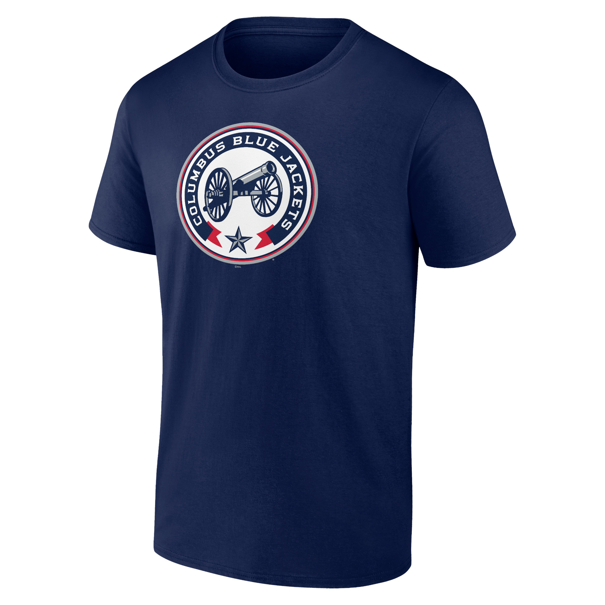 Men's Navy Columbus Blue Jackets Shoulder Patch Logo T-Shirt - Image 6