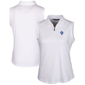 Women's Cutter & Buck White Los Angeles Rams Throwback Logo Forge Stretch Sleeveless Polo