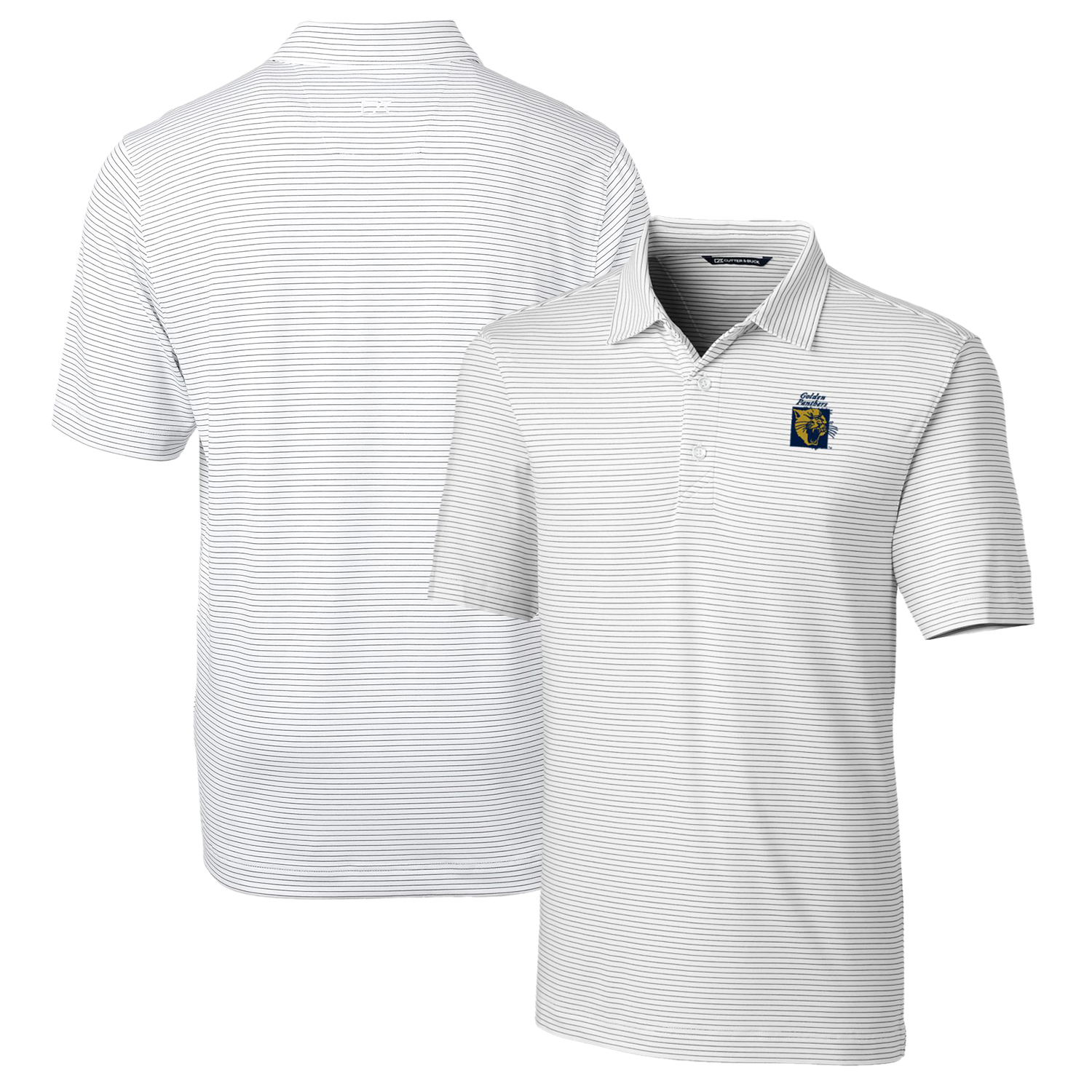 Men's Cutter & Buck White FIU Panthers Big & Tall Forge Pencil Stripe Stretch Polo