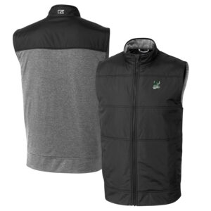 Men's Cutter & Buck Black Portland State Vikings Vault Big & Tall Stealth Hybrid Windbreaker Full-Zip Vest