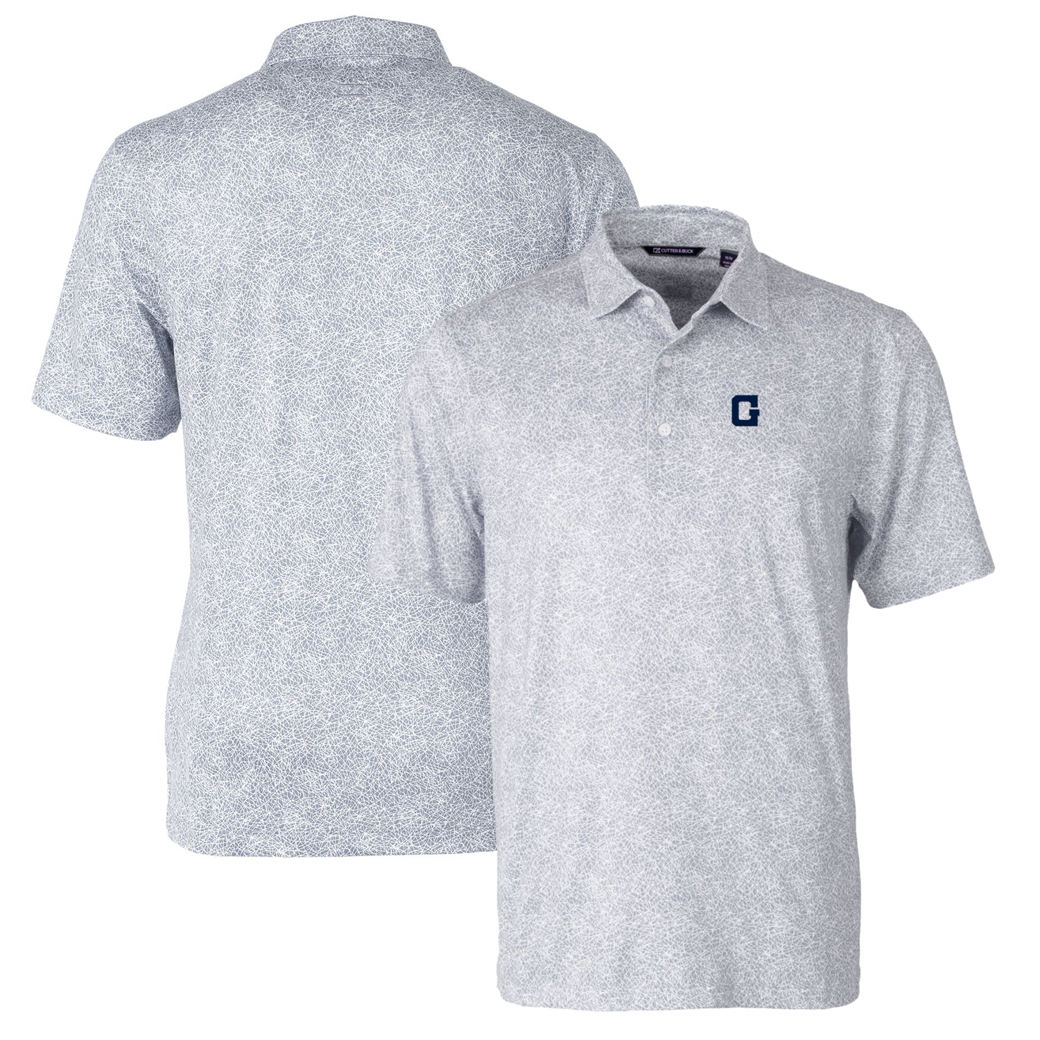 Men's Cutter & Buck Gray Georgetown Hoyas Pike Constellation Stretch Polo