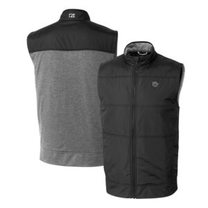Men's Cutter & Buck Black Cincinnati Bearcats Vault Stealth Hybrid Quilted Full-Zip Windbreaker Vest