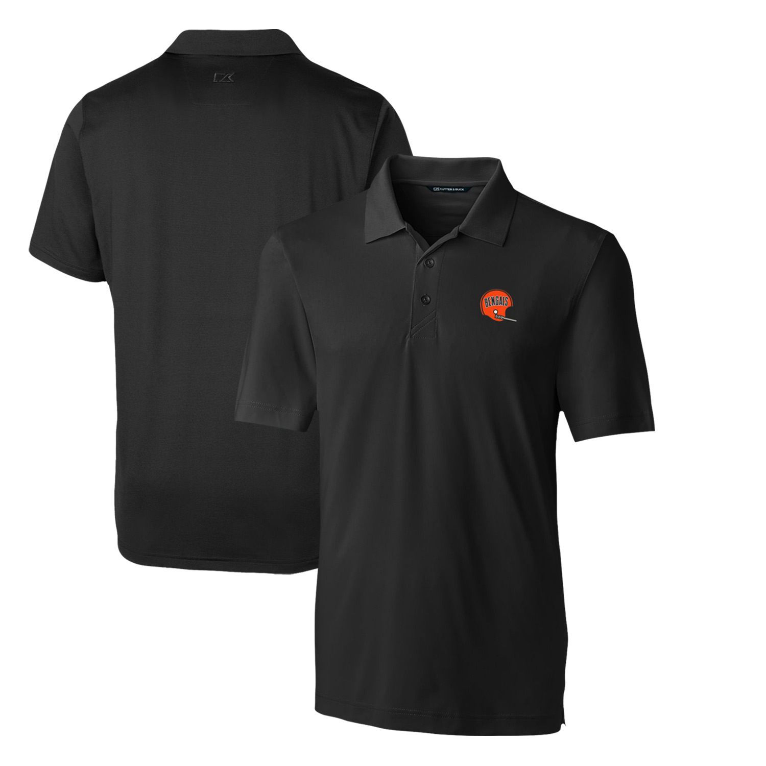 Men's Cutter & Buck Black Cincinnati Bengals Throwback Logo Big & Tall Forge Stretch Polo