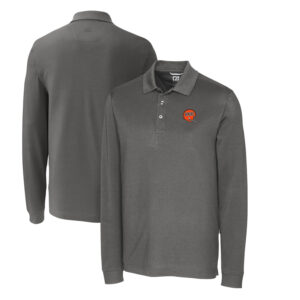 Men's Cutter & Buck Steel Cincinnati Bengals Advantage Tri-Blend Pique Long Sleeve Throwback Polo