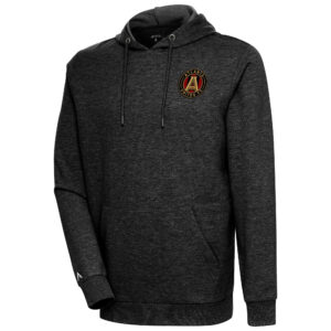 Men's Antigua Heather Black Atlanta United FC Logo Action Pullover Hoodie
