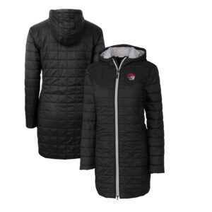 Women's Cutter & Buck Black Winston-Salem State Rams Rainier Primaloft Eco Hooded Long Coat