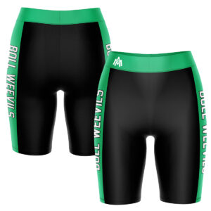 Women's Black/Green Arkansas-Monticello Boll Weevils Plus Size Striped Design Bike Shorts