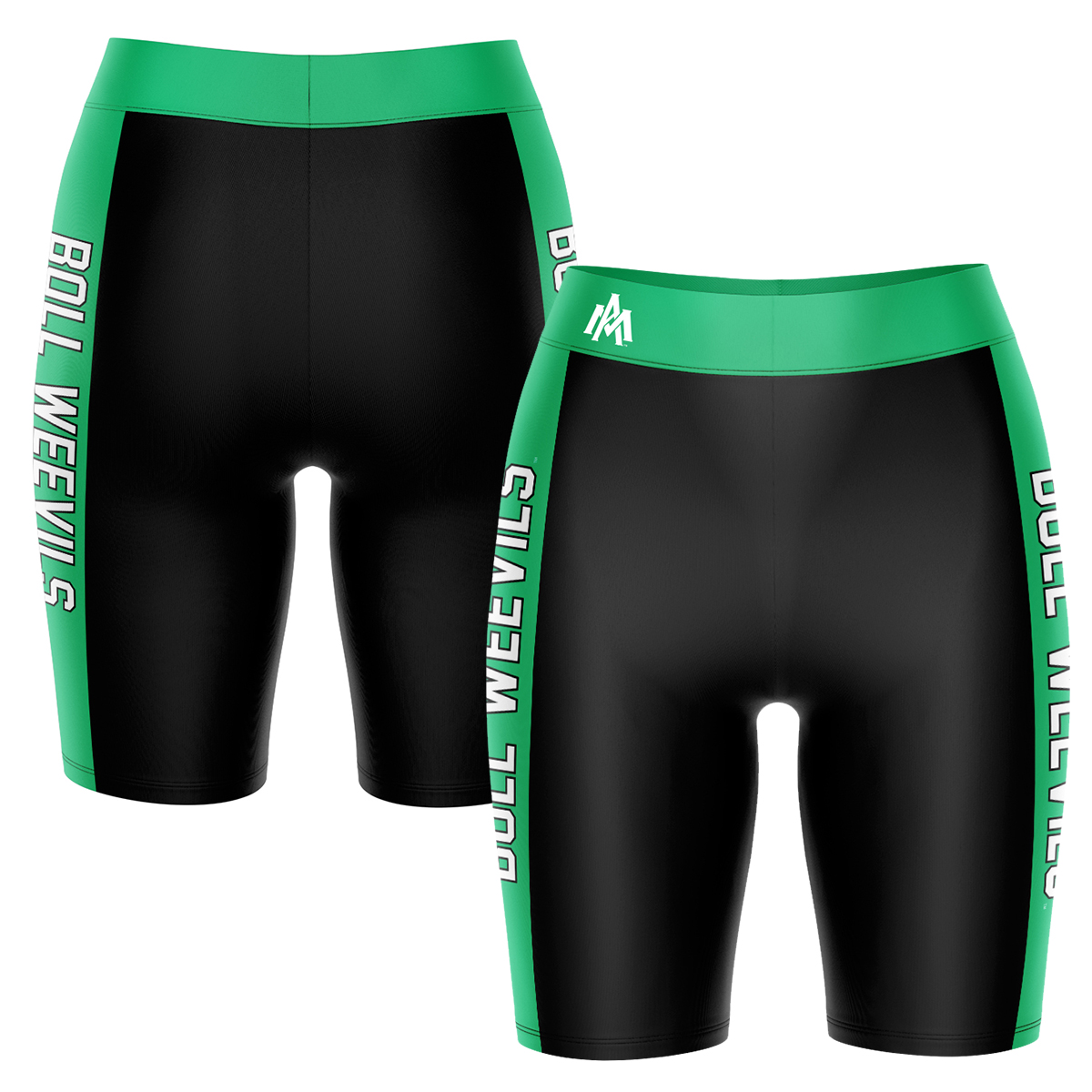 Women's Black/Green Arkansas-Monticello Boll Weevils Plus Size Striped Design Bike Shorts