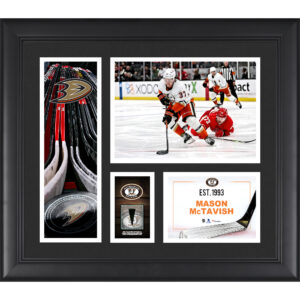 Mason McTavish Anaheim Ducks 15" x 17" Framed Player Collage with a Piece of Game-Used Puck