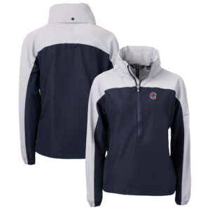 Women's Cutter & Buck  Navy Chicago Cubs Charter Eco Recycled Half-Zip Anorak Jacket