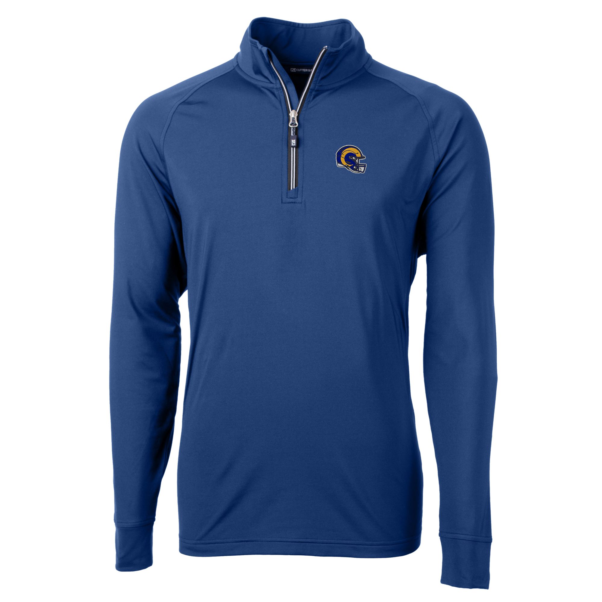 Men's Cutter & Buck Royal Los Angeles Rams Helmet Adapt Eco Knit Stretch Recycled Quarter-Zip Pullover Top - Image 6