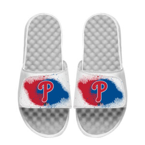 Youth ISlide White Philadelphia Phillies Spray Paint Slide Sandals