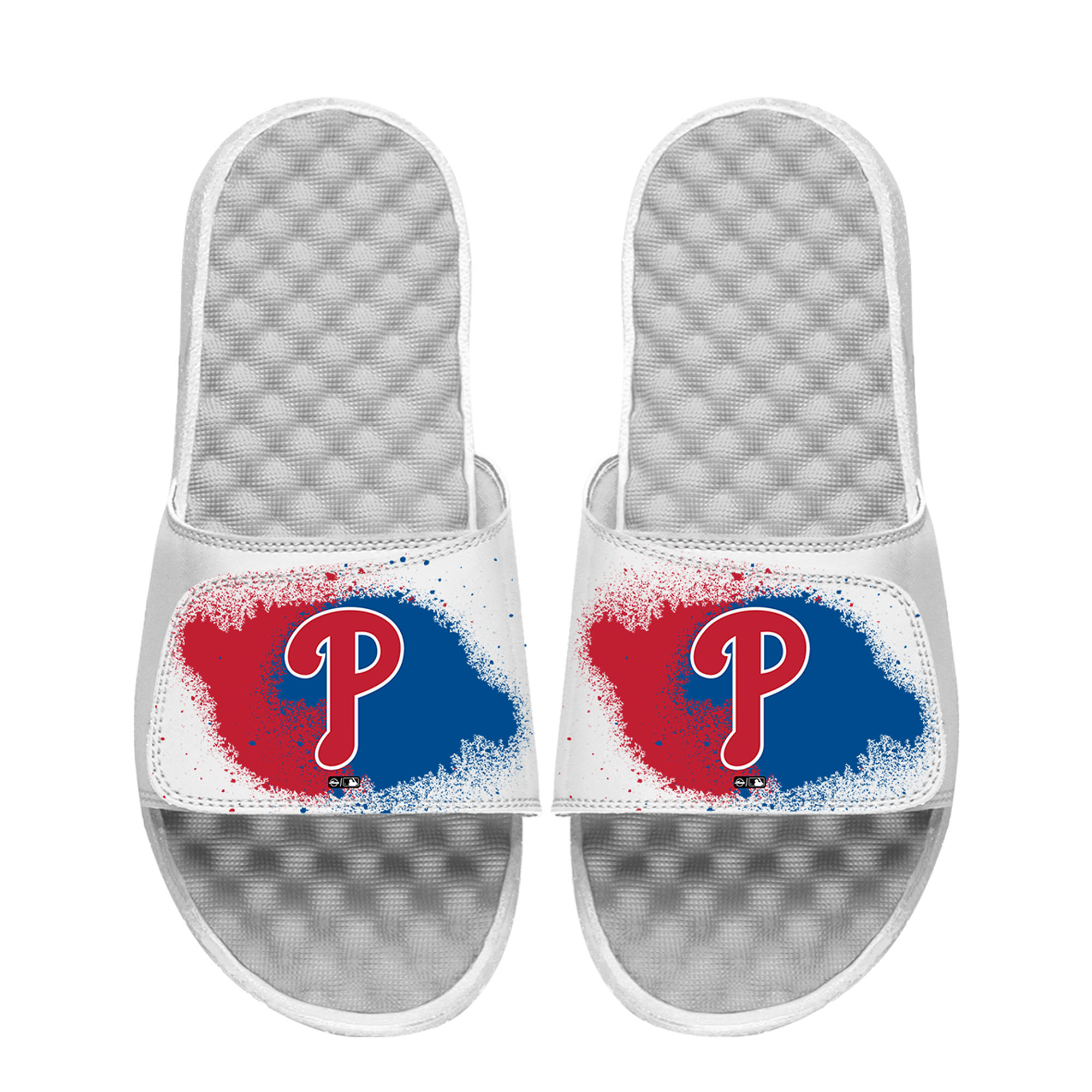 Youth ISlide White Philadelphia Phillies Spray Paint Slide Sandals
