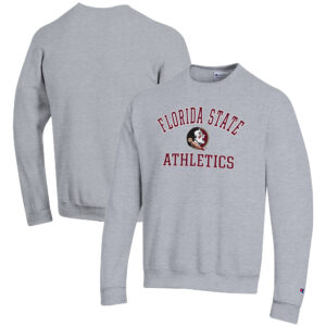 Men's Champion  Gray Florida State Seminoles Athletics Logo Pullover Sweatshirt