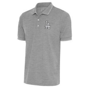 Men's Antigua Heather Gray Los Angeles Dodgers Metallic Affluent Polo