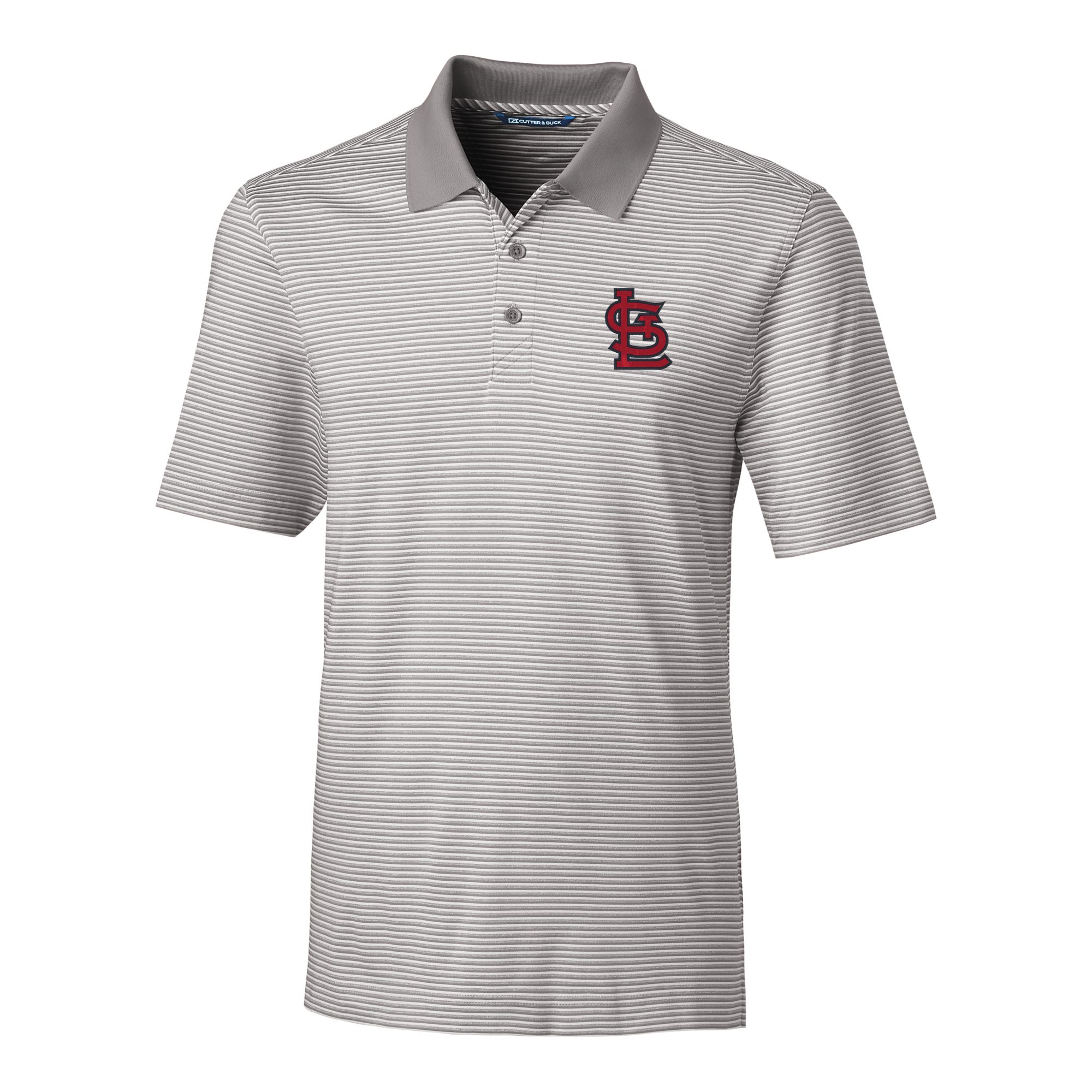 Men's Cutter & Buck Gray St. Louis Cardinals Forge Tonal Stripe Stretch Polo - Image 3