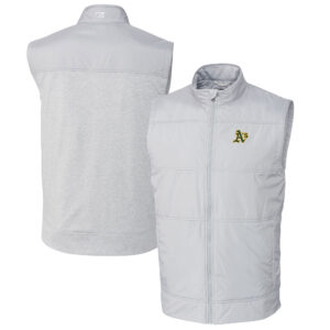 Men's Cutter & Buck Gray Athletics Big & Tall Stealth Hybrid Quilted Windbreaker Full-Zip Vest
