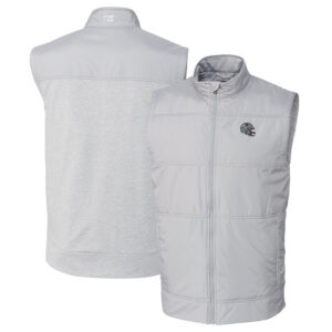 Men's Cutter & Buck  Silver New England Patriots Helmet Stealth Hybrid Quilted Windbreaker Full-Zip Vest