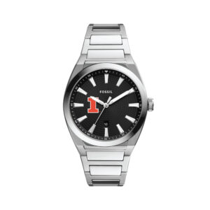 Men's Fossil  Black Illinois Fighting Illini Everett Stainless Steel Watch