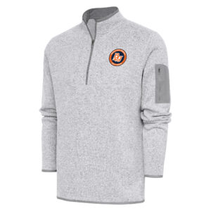 Men's Antigua  Heather Gray Bowling Green Hot Rods Fortune Quarter-Zip Pullover Jacket