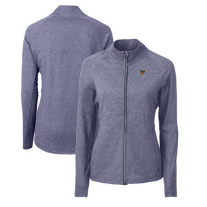 Women's Cutter & Buck  Heather Navy Texas-Rio Grande Valley Vaqueros Adapt Eco Knit Heather Recycled Full-Zip Jacket