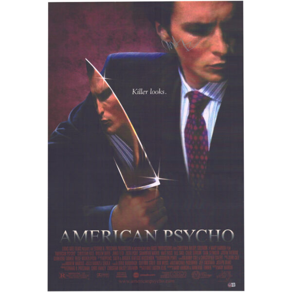 Christian Bale Autographed American Psycho Movie Poster