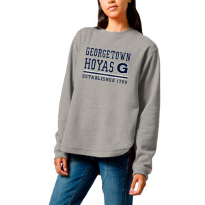 Women's League Collegiate Wear  Heather Gray Georgetown Hoyas Victory Springs Tri-Blend Fleece Pullover Sweatshirt