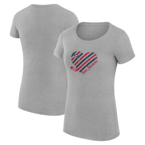 Women's G-III 4Her by Carl Banks Heather Gray Columbus Blue Jackets Heart Fitted T-Shirt