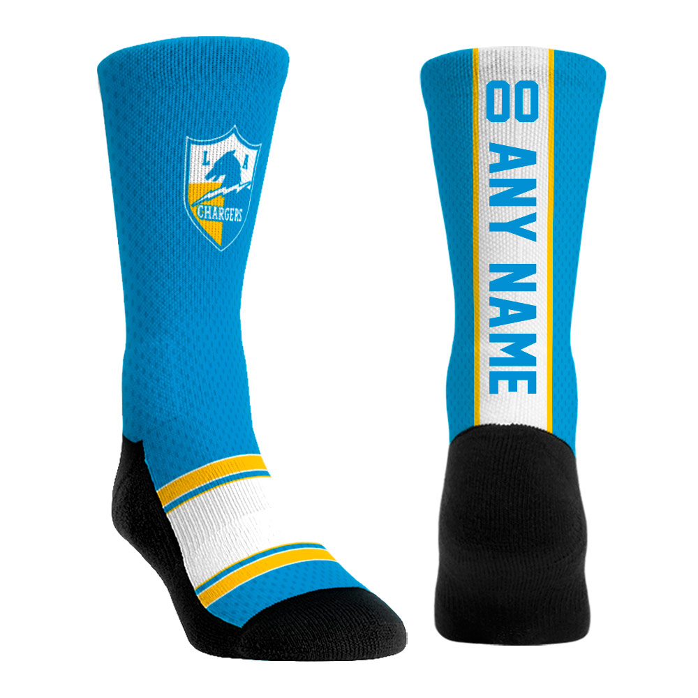 Unisex Rock Em Socks Powder Blue Los Angeles Chargers Throwback Jersey Custom Crew Socks