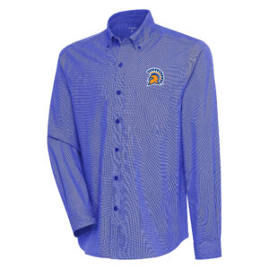Men's Antigua Royal/White San Jose State Spartans Compression Long Sleeve Button-Down Shirt