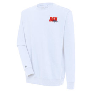 Men's Antigua  White Denver Broncos Victory Pullover Sweatshirt