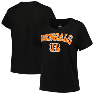 Women's Fanatics Black Cincinnati Bengals Plus Size Arch Over Logo T-Shirt