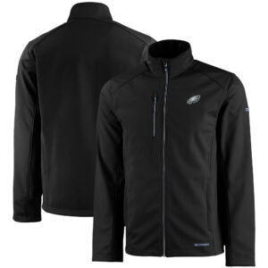 Men's Cutter & Buck Black Philadelphia Eagles Evoke Eco Softshell Recycled Full-Zip Jacket