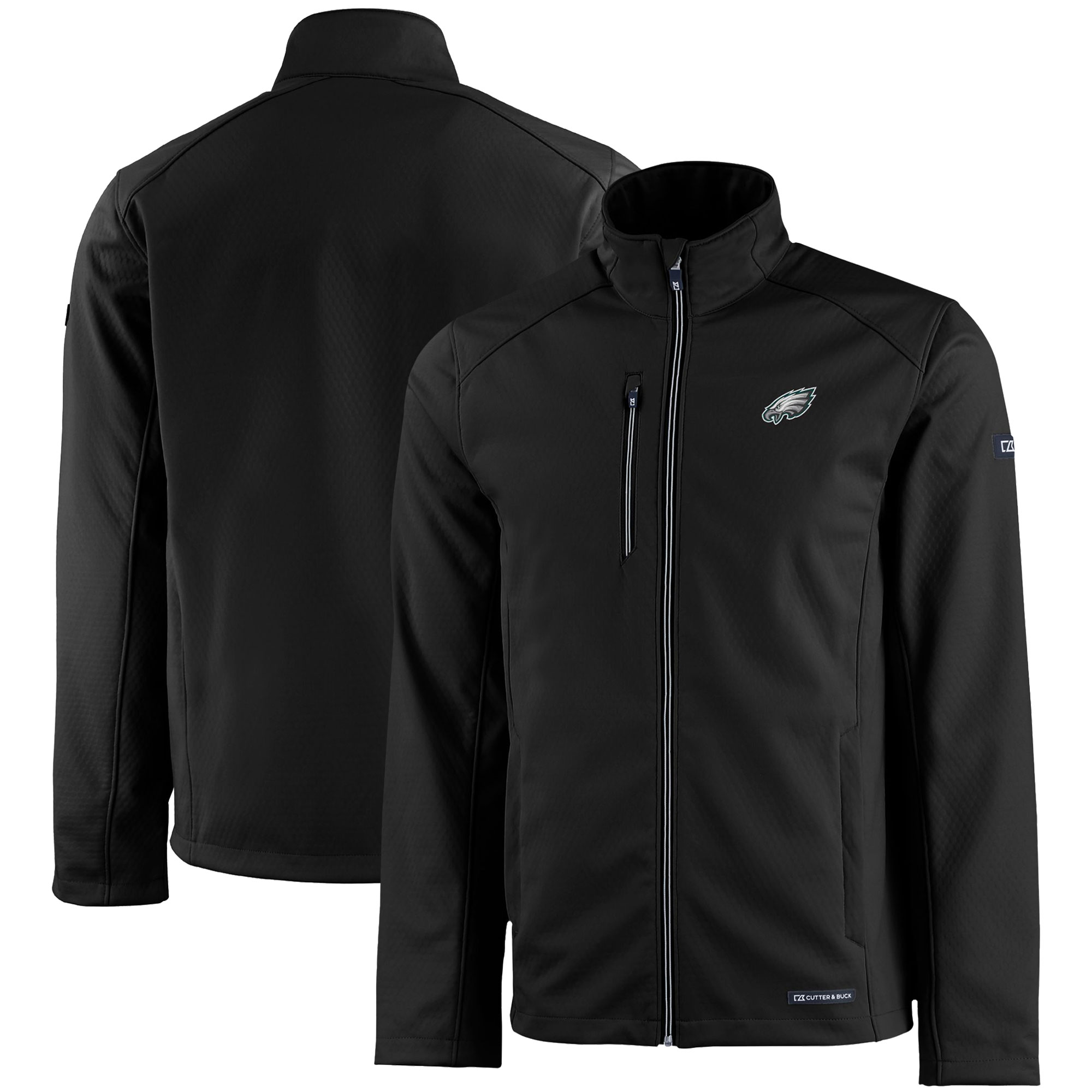 Men's Cutter & Buck Black Philadelphia Eagles Evoke Eco Softshell Recycled Full-Zip Jacket