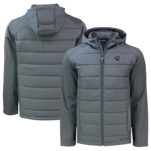 Men's Cutter & Buck  Gray Tampa Bay Buccaneers Helmet Big & Tall Evoke Hybrid Eco Softshell Recycled Full-Zip Jacket
