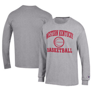 Men's Champion  Gray Western Kentucky Hilltoppers Icon Logo Basketball Jersey Long Sleeve T-Shirt