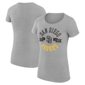 Women's G-III 4Her by Carl Banks Heather Gray San Diego Padres City Graphic Fitted T-Shirt