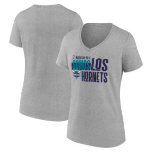 Women's  Gray Charlotte Hornets Noches Ene-Be-A Training V-Neck T-Shirt